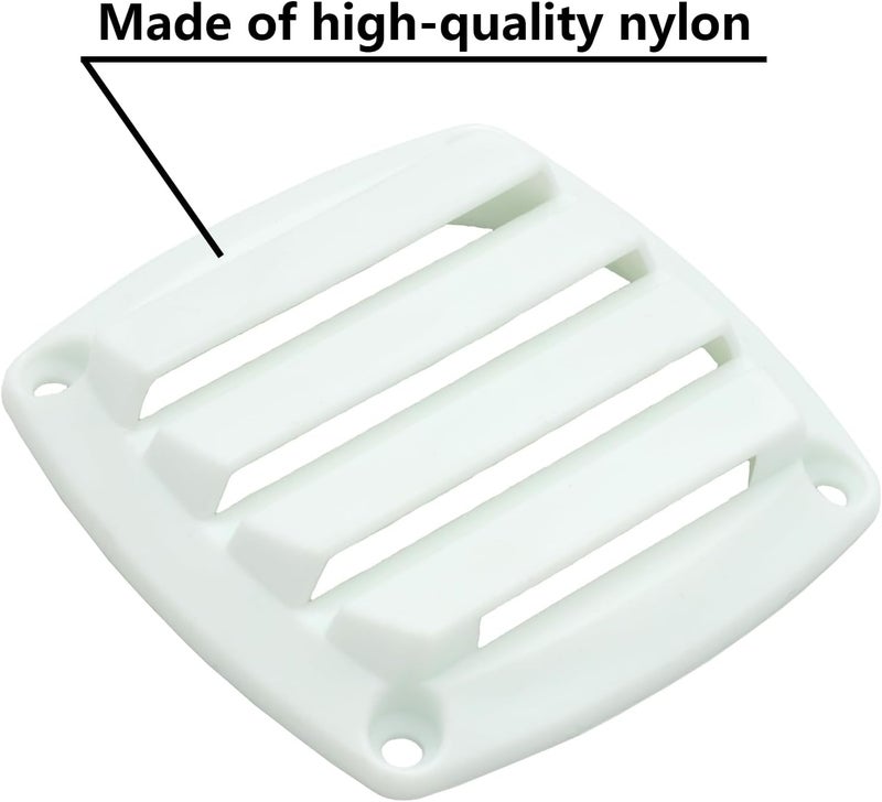LTEMG Marine Louvered Nylon Boat Vent,White Plastic Square Air Vent,Free Stainless Steel Screws(2 Pcs) - Image 3